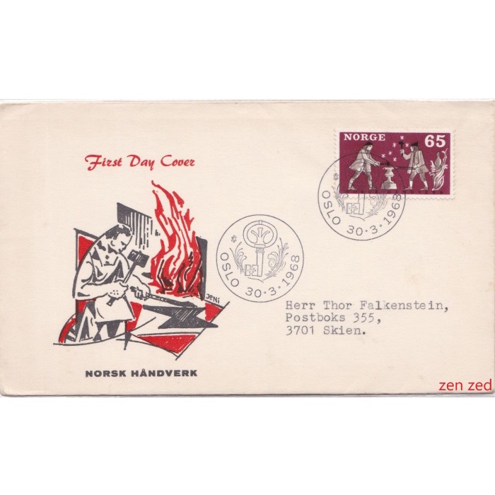 

A251 Perangko FDC SHP Norwegia 1968 Norwegian handicraft 1 Pcs Used