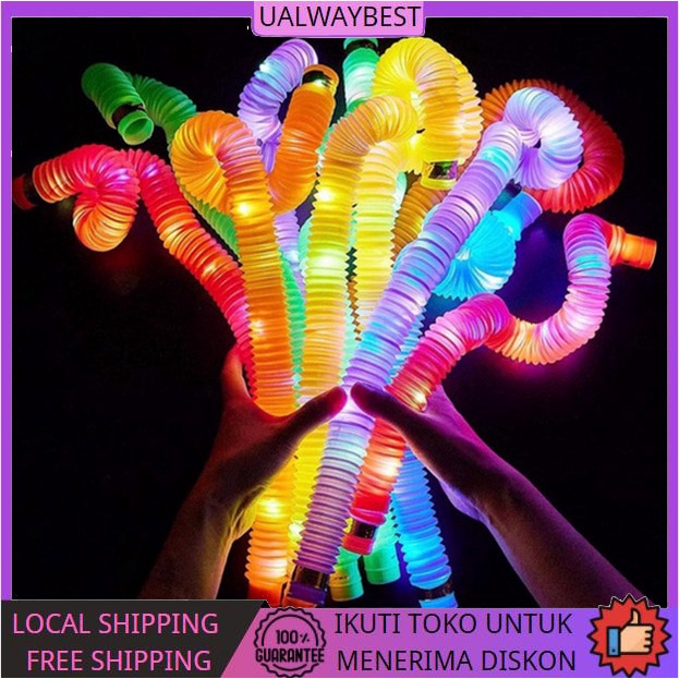 Mainan Anak Light Up Pop Pipes LED / Fidget Pop Tubes Sensory Toys / Mainan Kreasi Selang Pipa Anak / Mainan Kreativitas Anak