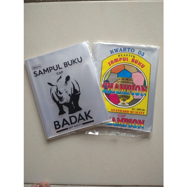 

Sampul plastik champion / Cap Badak kwarto 03 ( 1 pack isi 100 pcs)