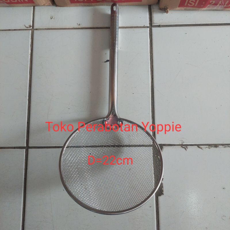 Saringan gorengan - saringan stainless - saringan goreng 22cm - serokan gorengan - serokan stainless