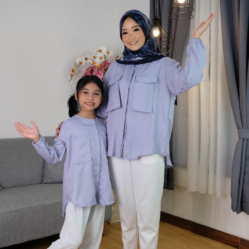 KEMEJA COUPLE IBU DAN ANAK POLOS KEMEJA COUPLE KHILA