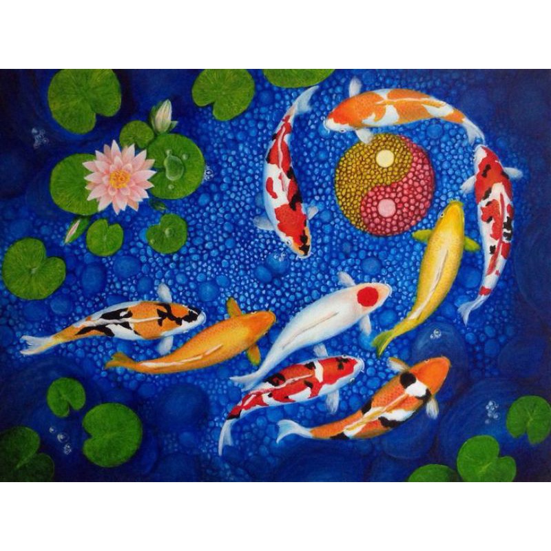 LUKISAN POSTER CETAK IKAN KOI JUMBO 50X70-100x200cm