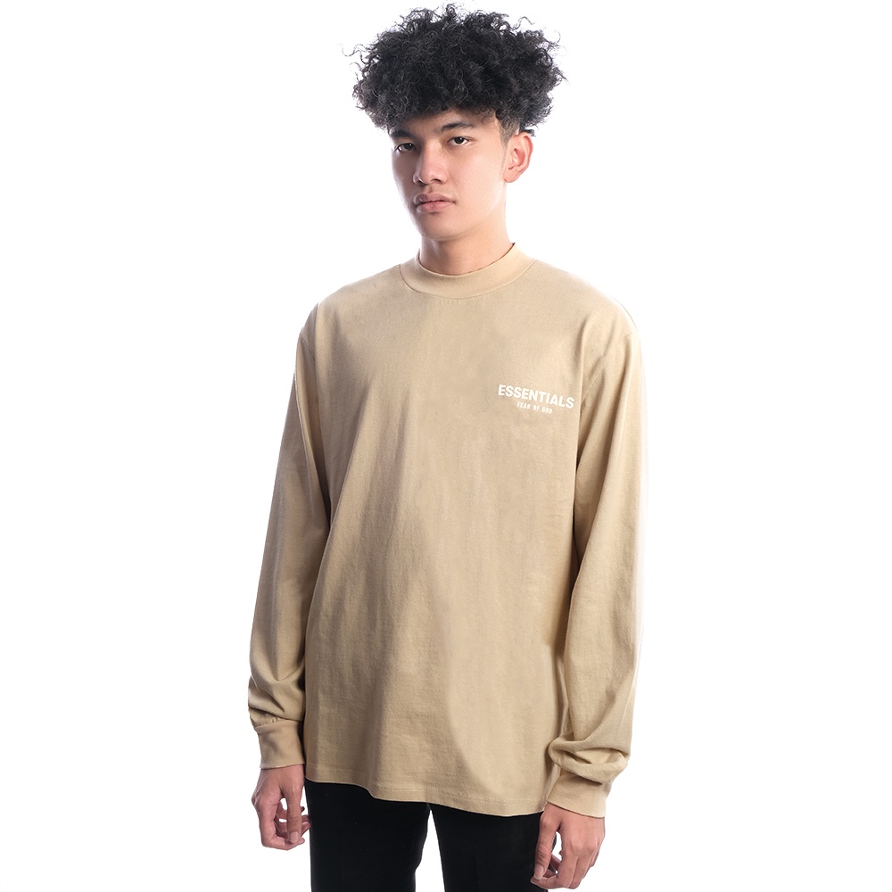 FOG Essentials Velvet Text Long Sleeve T-Shirt Khaki