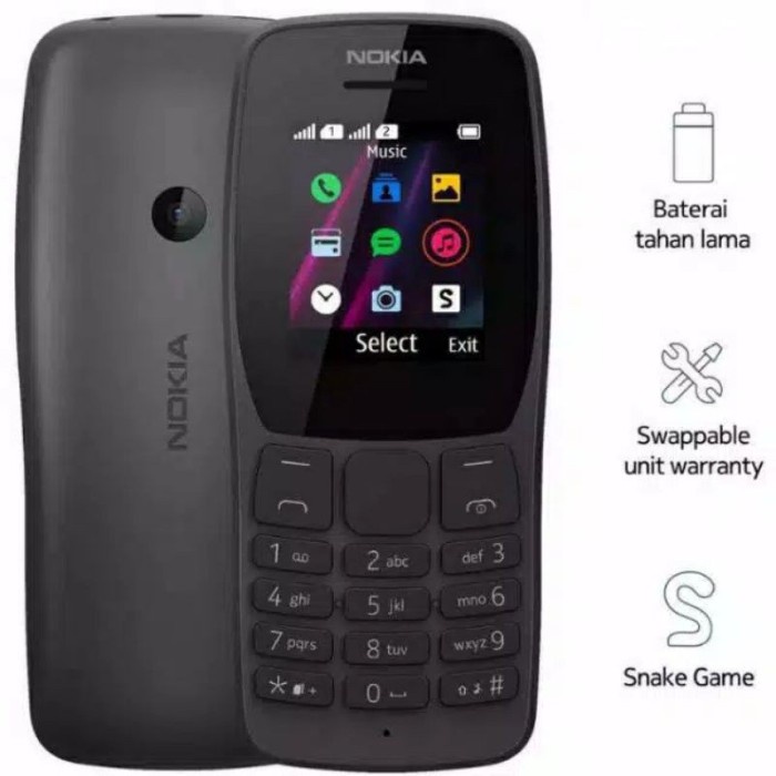 Nokia 105 2022 Simba Garansi Resmi - Hitam