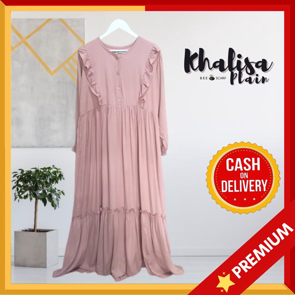 Gamis Homey Dress Polos Khalisa - Gamis Rayon Twill Polos - Homey Dress Rample Rayon Twill Polos Pre