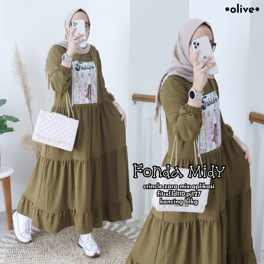 [BIG SALE] FONDA MIDY DRESS / gamis rempel susun  / gamis susun rempel / dress susun / gamis susun r