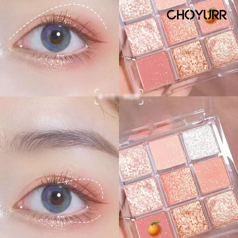 【COD】Eyeshadow Palette 9 Warna Pigmented Waterproof Glitter Matte Original Korea Kosmetik Tahan Lama Murah-CH