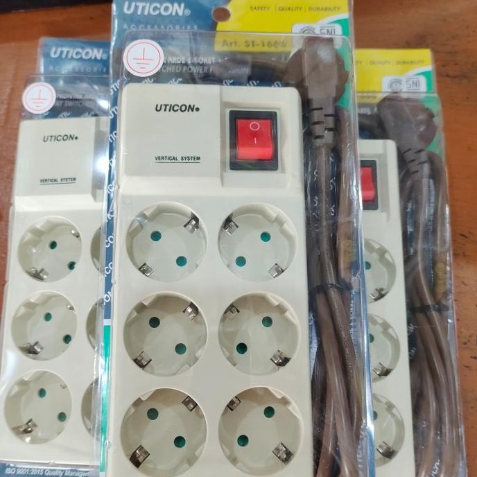 STOP KONTAK COLOKAN LISTRIK UTICON 6 LUBANG + KABEL + ON OFF ST-1668 Non COD