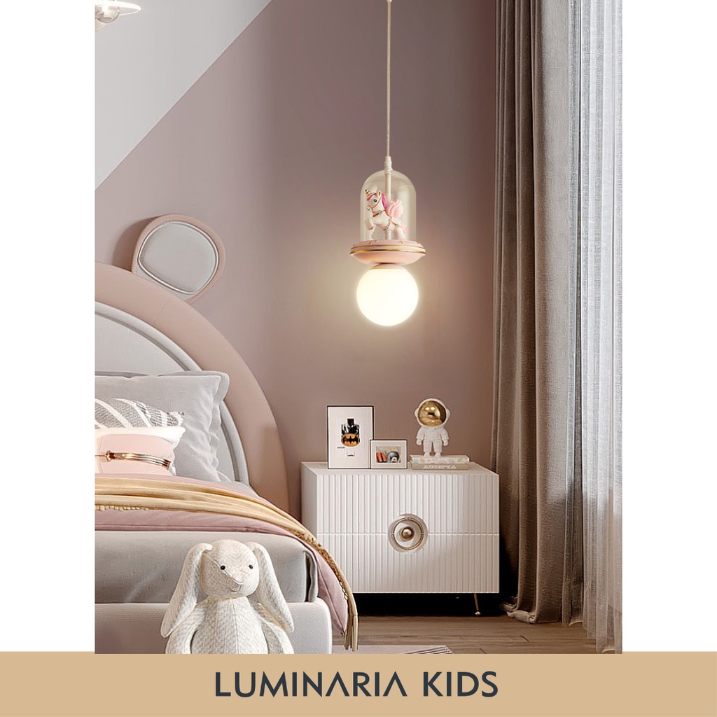 Unicorn Glass Hanging Lamp Kids Lampu Hias Gantung Anak Lampu hias kamar anak perempuan