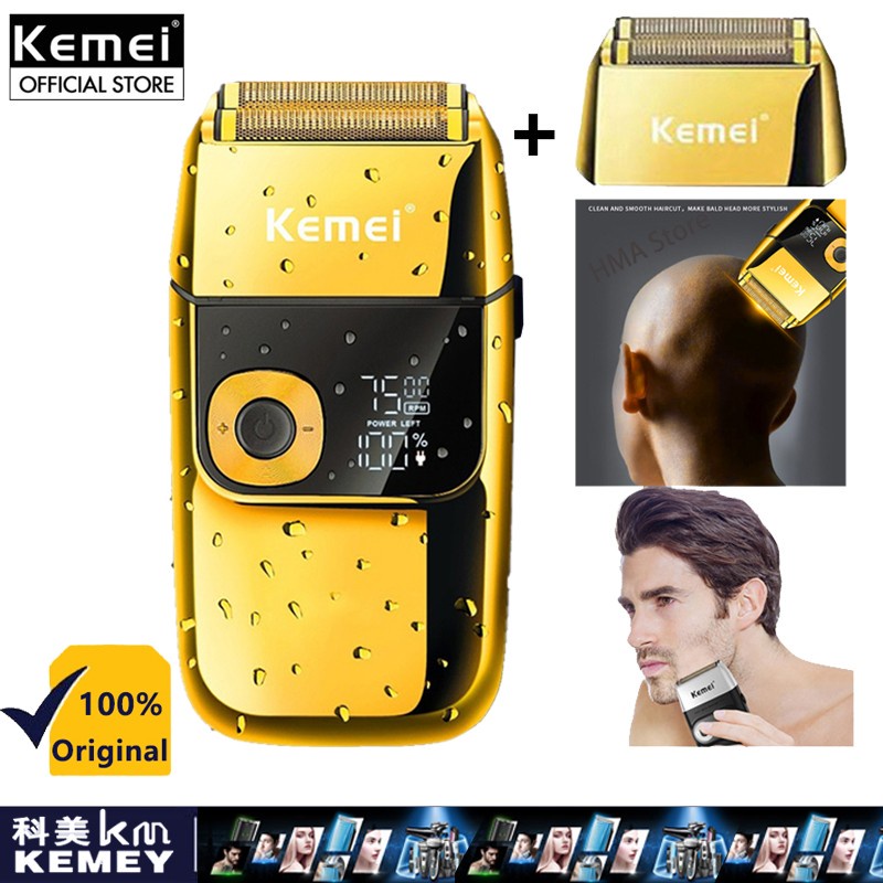 Kemei KM-2028 Alat Cukur Elektrik, Mesin Cukur Barber Profesional USB