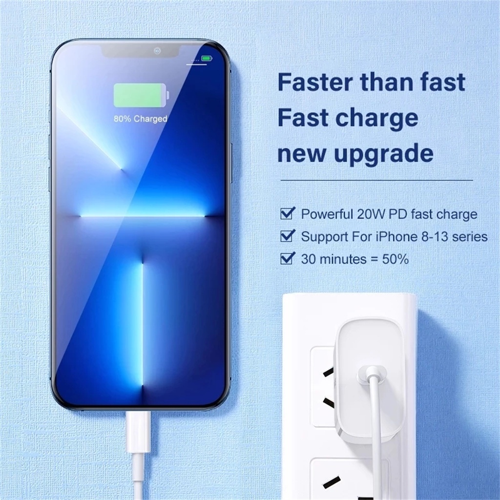 2in1 USB C PD 20W Fast Charger Untuk Apple iPhone 14 13 12 11 Por XS Max Mini X XR SE iPad Air Type C Kabel Pengisian Cepat