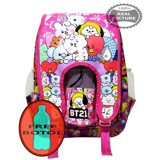 Tas anak Ransel  Perempuan Sekolah TK / SD karakter BT21 FREE BOTOL!!!