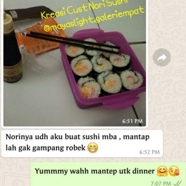 

1.1 Paket sushi nori 20 lembar + 1bambu makisu penggulung bambu sushi dry seaweed manjun takokaya halal .,..,.,,,,.,