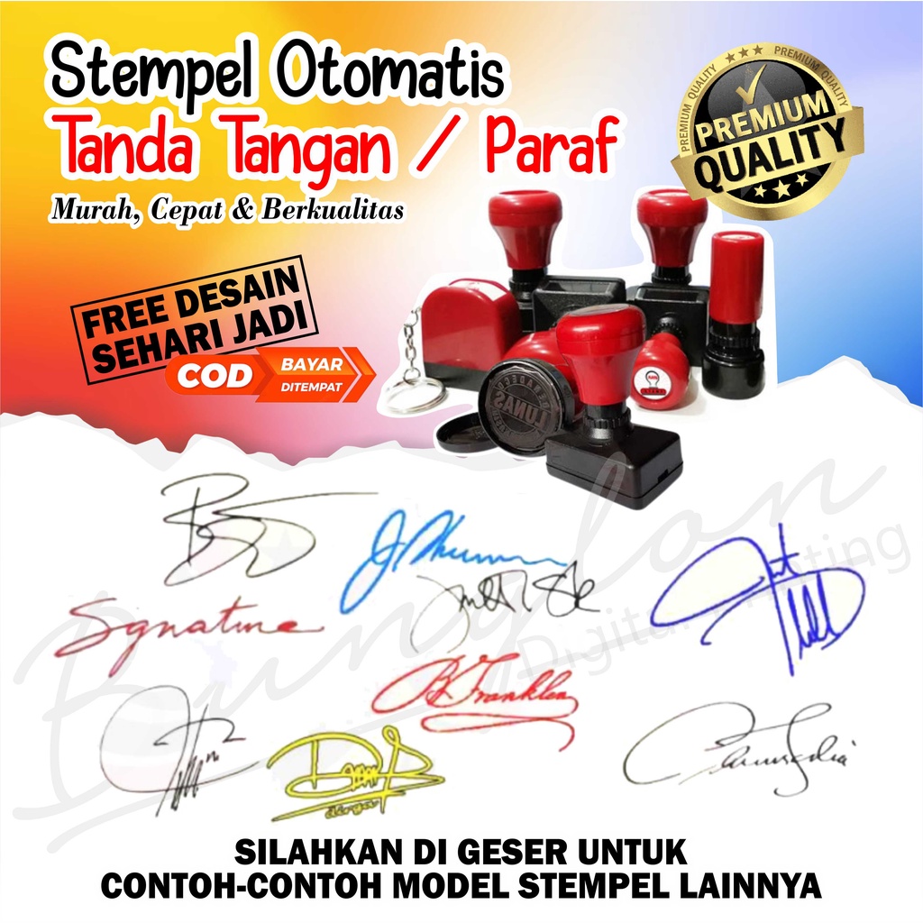 

Stempel Otomatis Tanda Tangan, Paraf, Stempel Sekolah, Stempel Pramuka, Stempel Warung, Dll