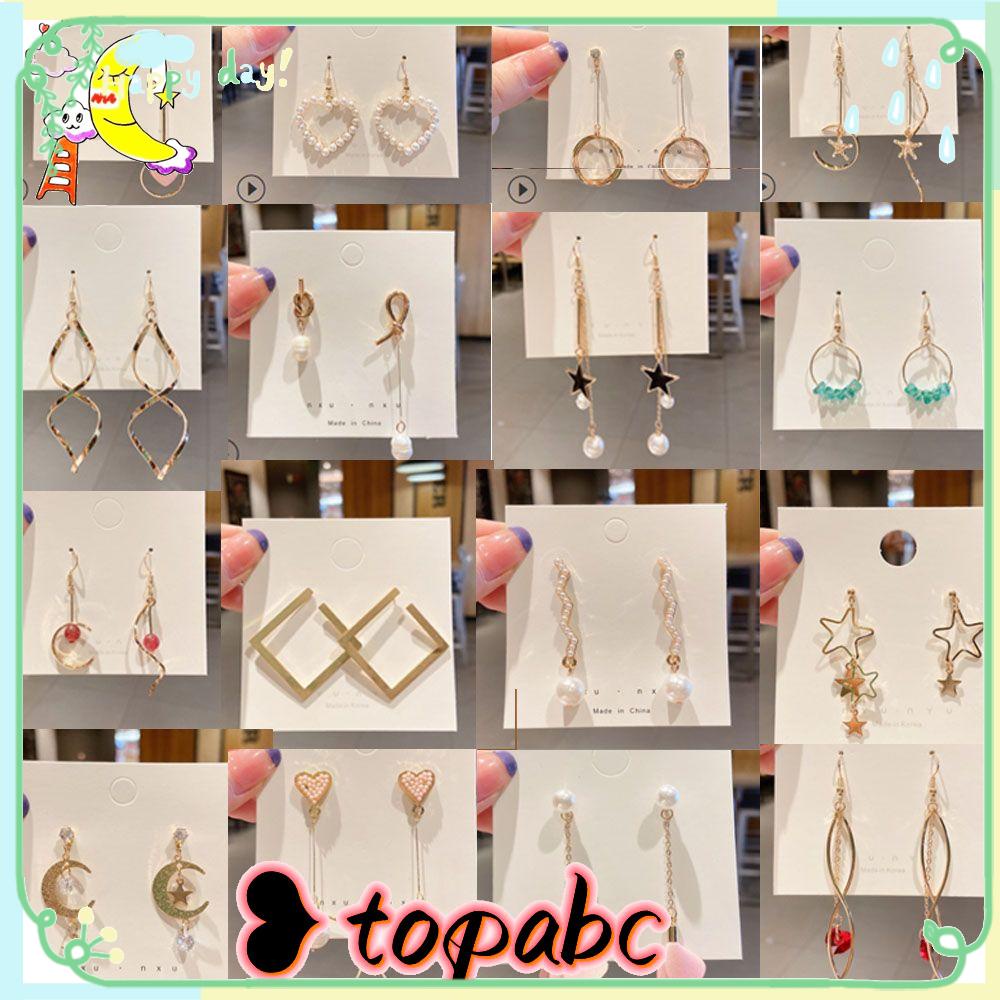 Top Mutiara Anting Perhiasan Manis Pernikahan Stud Earrings Fashion Asimetris Cinta Bentuk Hati Menjuntai