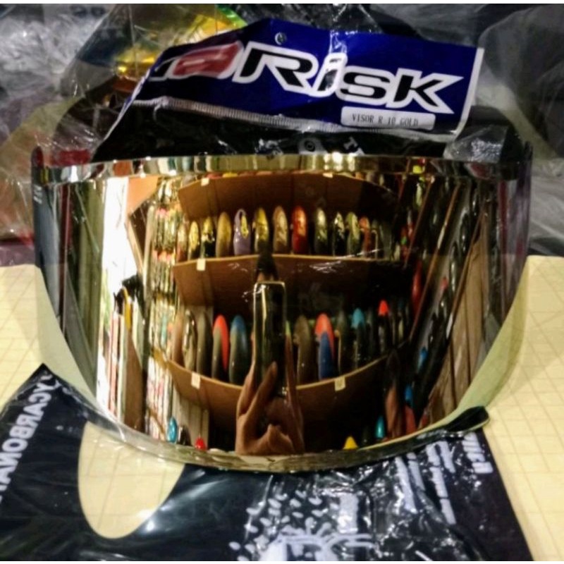 Flat Visor Iridium Gold Emas Helm KYT RC7 / Seven R10 K2r Murah