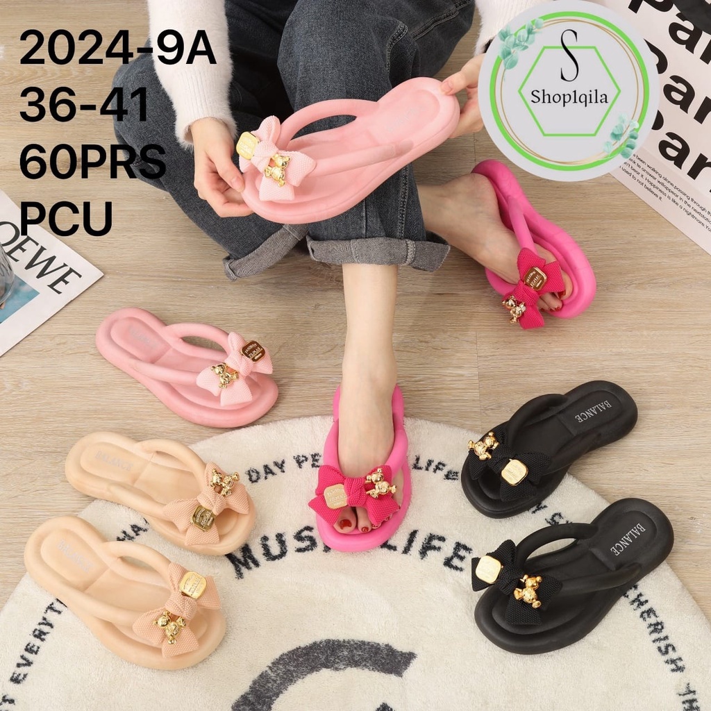 Sandal Jepit pita Wanita dewasa Import Balance 2024 (36-41) sandal jelly anti slip Full Jelly Empuk Elastis Motif Pita Balance