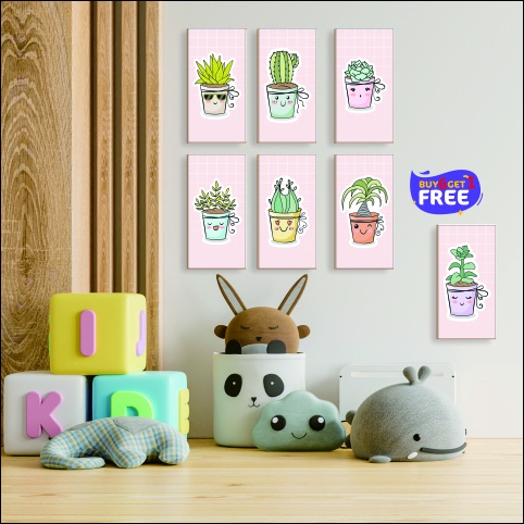 hiasan dinding poster kaktus minimalis lucu murah BELI 6 GRATIS 1 C148