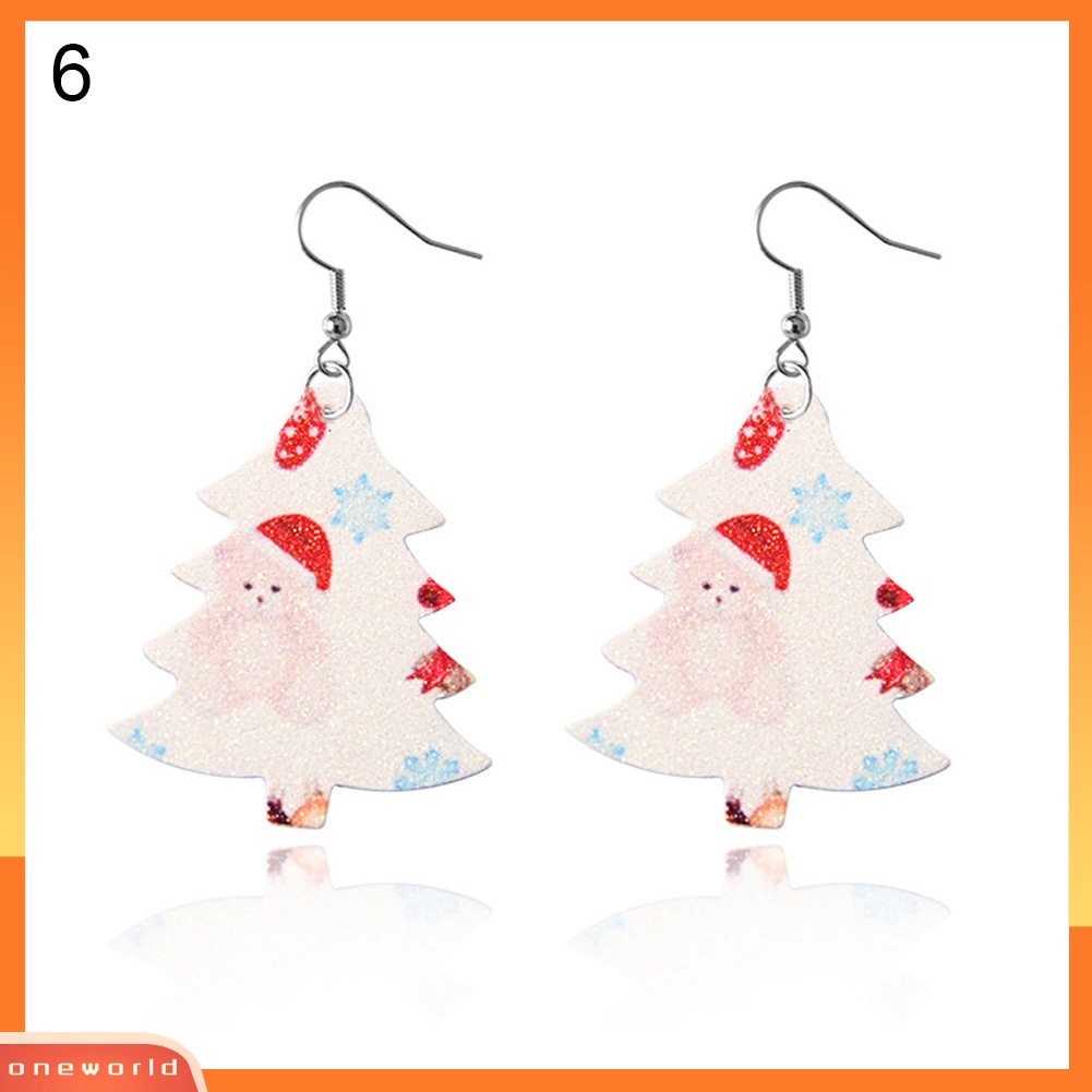 [WONE] Wanita Kulit Imitasi Teardrop Pohon Hati Menjuntai Kait Anting Perhiasan Hadiah Xmas