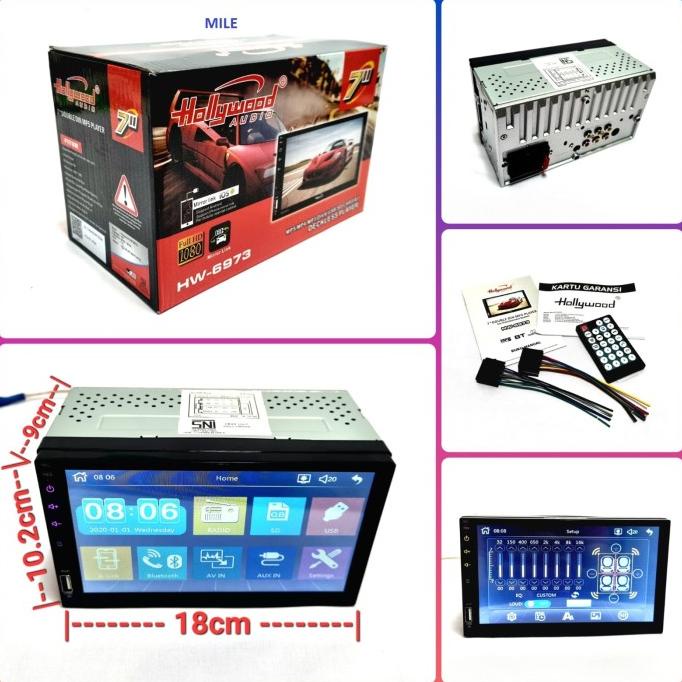HEADUNIT DOUBLE DIN MP5 DECKLESS HOLLYWOOD HW-6973 / HW 6973 UH54O56K