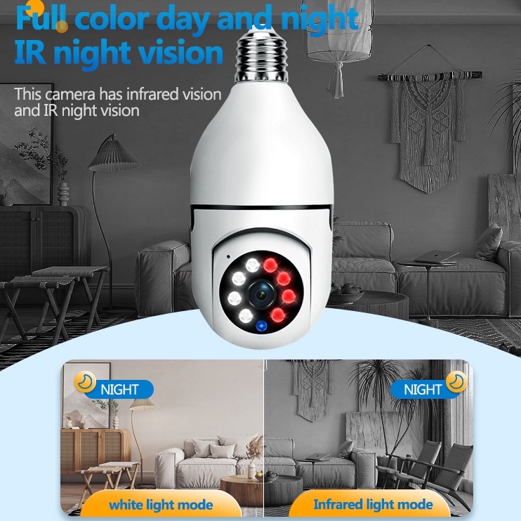 【Free Sim Card】V380 CCTV Lampu Camera Wifi CCTV V380 3MP Kamera CCTV Wifi Lampu CCTV 360° Panoramic Smart CCTV Bohlam IP Camera CCTV Wireless CCTV Security Cameras