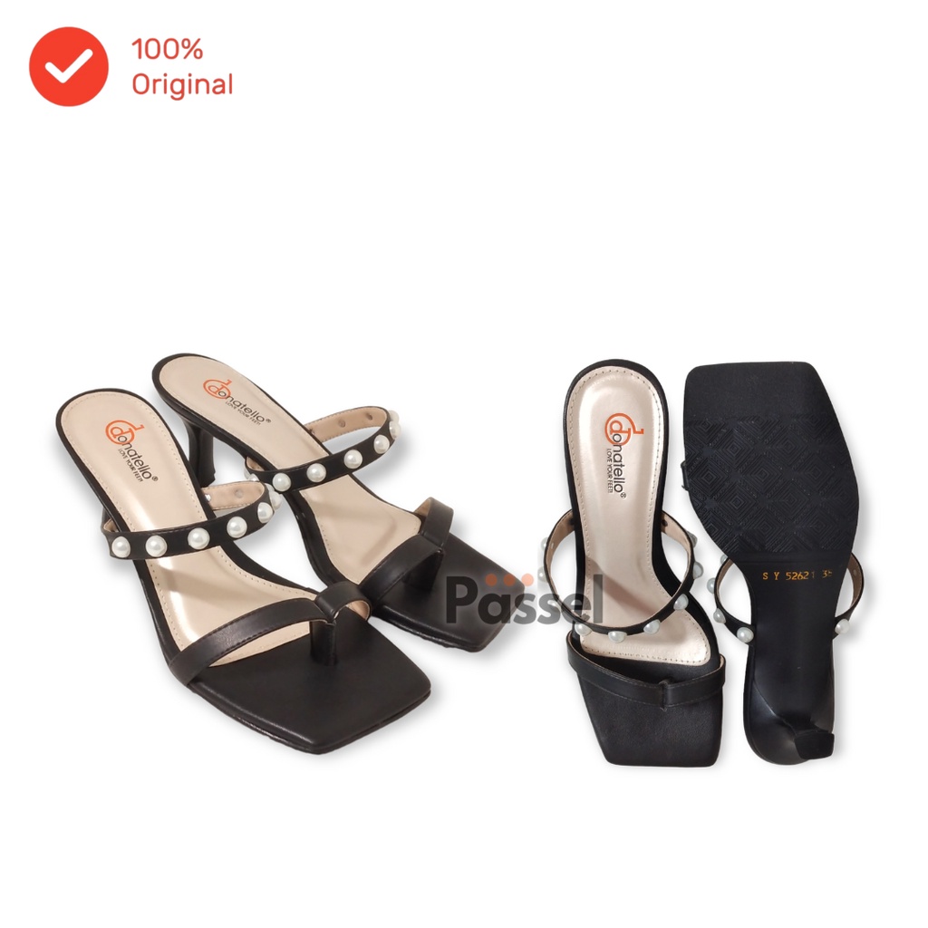 Donatello Sz. 36-41 Sandal Mules Heels 6,5 Cm Wanita Mutiara | SY52621