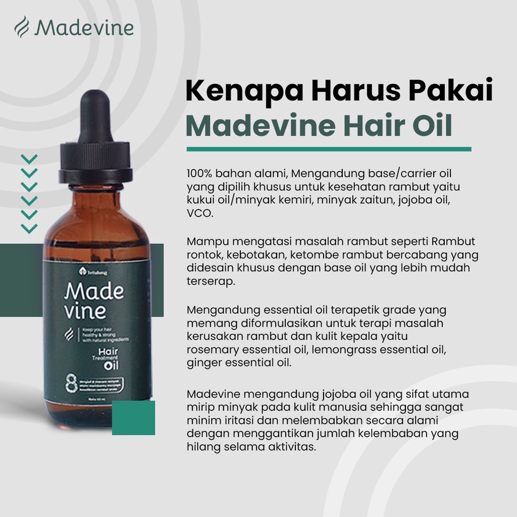MADE VINE Penumbuh Rambut Botak - HAIR TREATMENT OIL 60ML SUDAH BPOM