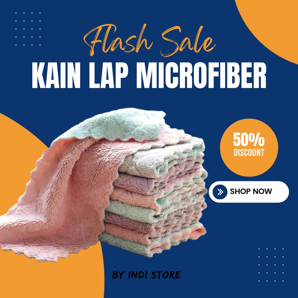 Kain Lap Cuci Piring Anti Minyak Serbaguna Bahan Microfiber Kain Lap Serap Air Warna Random