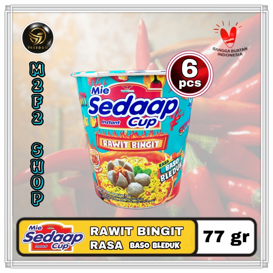 Jual Mie Sedaap Cup Instant Rawit Bingit Rasa Baso Bleduk 77 Gr