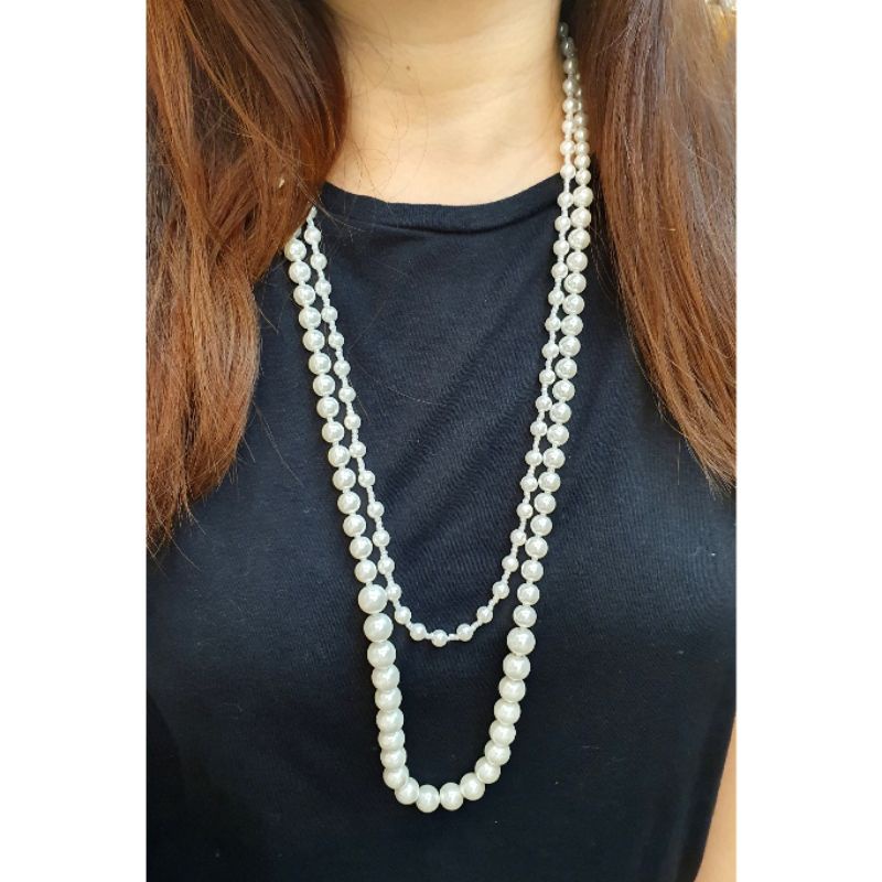 Kalung Mutiara model susun 2 Kalung Fashion 2 layer Mutiara Pearl Import Tidak luntur 99111