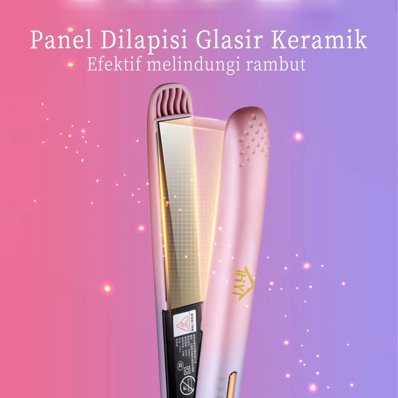 Hangyan Catokan Curly Otomatis Alat Catok Rambut Pelurus Rambut Catokan Rambut 2 in 1 Low Watt Warna Cantik