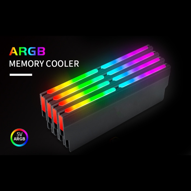 Bt 5V ARGB Memory Cooler DDR Heatsink Heat Spreader Cooler Banyak Kompatibel RGB DDR Heatsink 600mm Panjang Kawat