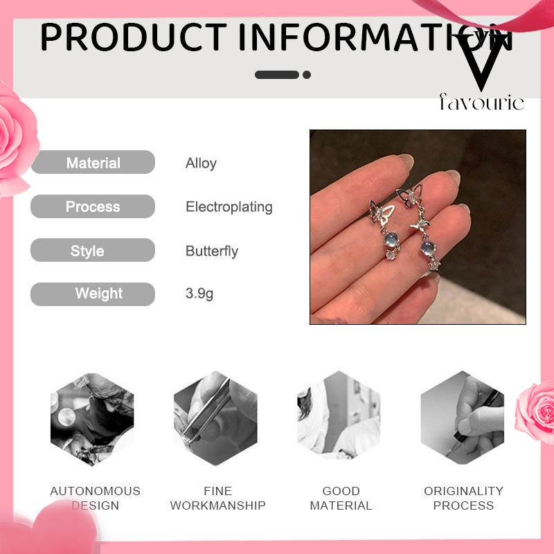 CODS925 Anting Rumbai Kupu-kupu Asimetris Perak Desain Mewah Anting Premium Sense-FA