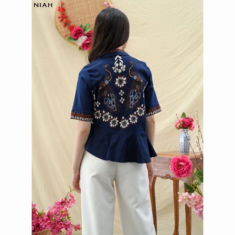 Evercloth Niah Kemeja Batik Wanita Modern Baju Blouse Atasan Batik Perempuan Couple