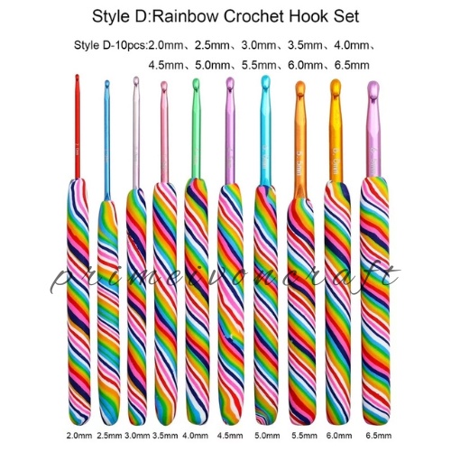 Hakpen/ crochet hook handle karet RAINBOW SET HK234