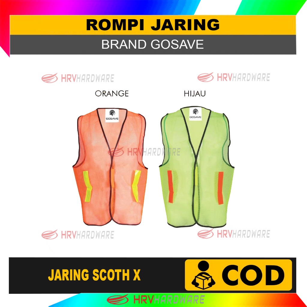 Rompi Jaring Safety Rompi Jala Proyek Safety Vest Scotlite Polyester