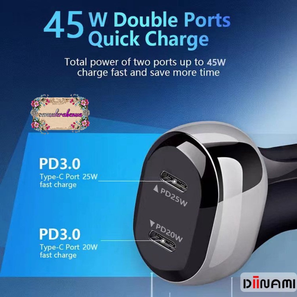 DIINAMI C18 Original Car Charger Mobil 45W super Fast Charging  Type C Saver Casan XiaoMi Samsung Vivo oppo all type SB4508