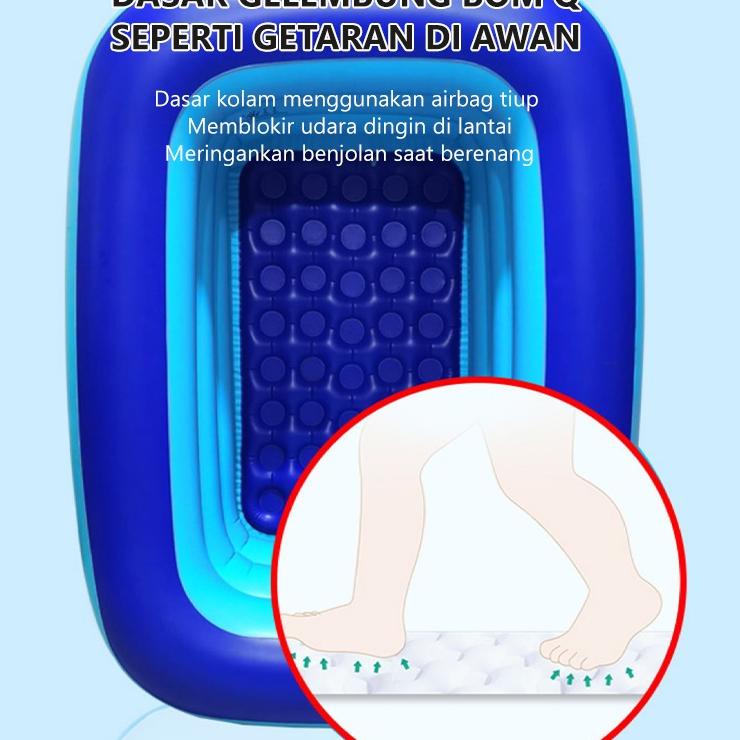 [CODEPE28] 210cm kolam renang anak jumbo kotak biru besar  keluarga swimming pool rubber karet famil