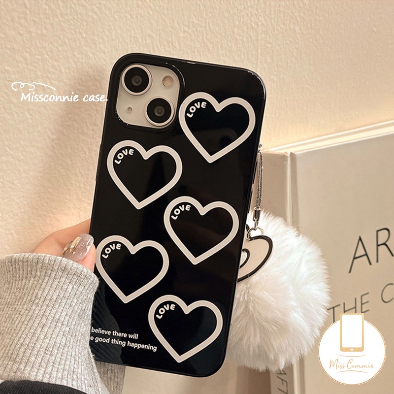 Casing Soft TPU Cover Kompatibel Untuk IPhone 7Plus 8Plus 11 Pro Max XR 14 13 12 Pro Max 7 8 Plus 14 Plus X XS Max SE 2020 Kartun Love Hati Glossy Halus Full Pelindung Casing Ponsel