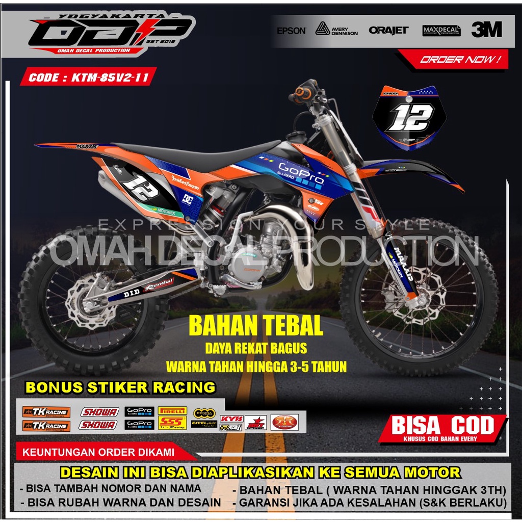 DECAL KTM 250 EXC 2020 FULL BODY DEKAL BODY SET KTM 85  2012 - 2017  NEW STICKER MOTOR KTM85 NEW STI