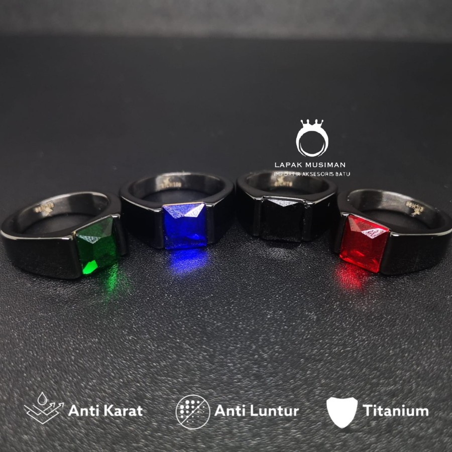 [Bayar Di Tempat] Cincin Pria Titanium Anti Karat Kualitas Super Batu Permata