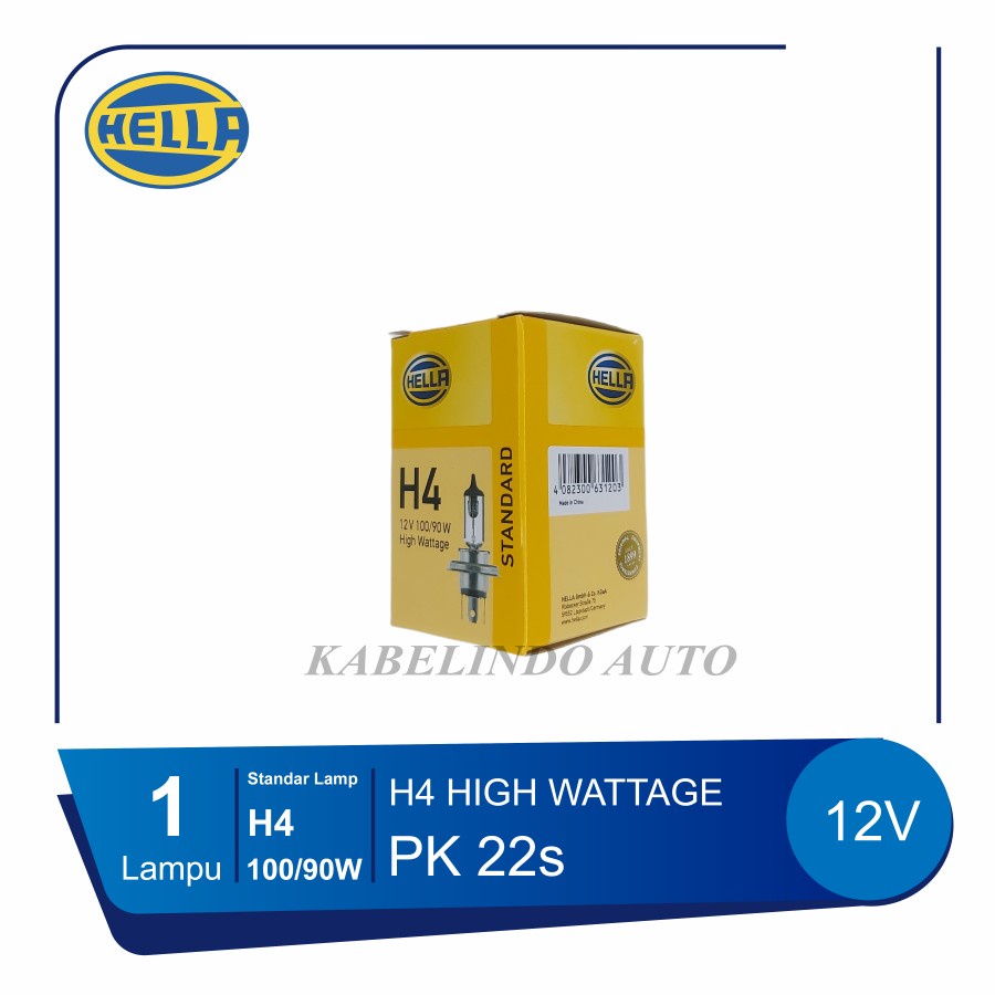 BOHLAM LAMPU HALOGEN HELLA H4 P43T 12V 100/90W ORIGINAL
