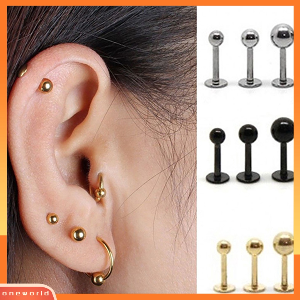 OW@ Ear Studs Simple Easy Matching Titanium Steel Barbell Shape Helix Tragus Women Earrings for Party