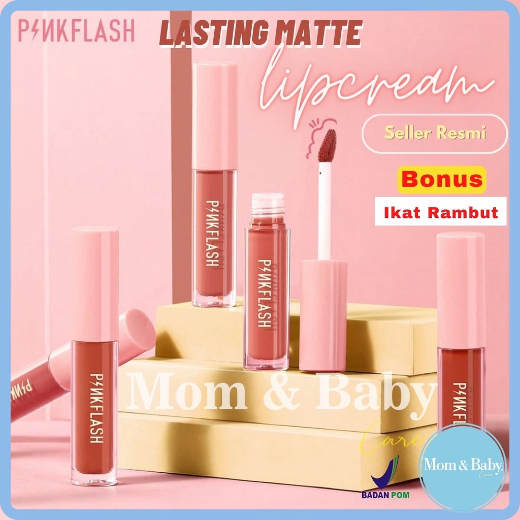 Pinkflash Lasting Matte Lip Cream - All Day Matte Moist Lipstick Original BPOM PINK FLASH Lipstick - PF L01 d