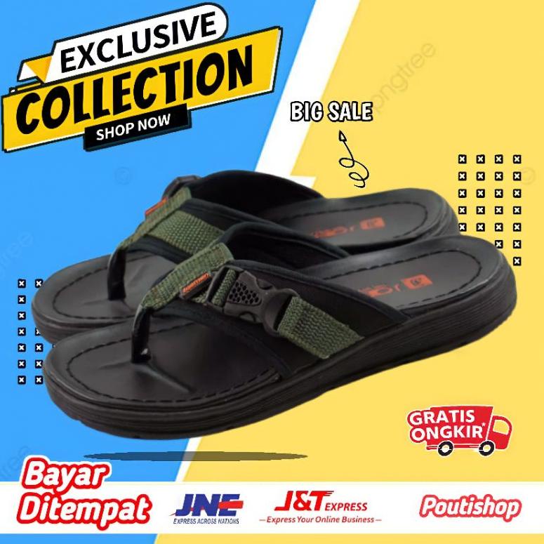 ㊋ Sandal Pria Kulit Asli Original Sendal Casual Pria Cowok Fladeo Kasual Dewasa Jepit Keren Kekinian