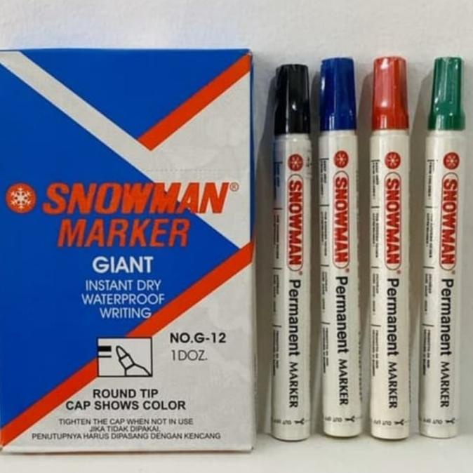 

Spidol Snowman G12 Permanent Marker - HITAM, BIRU, MERAH, HIJAU