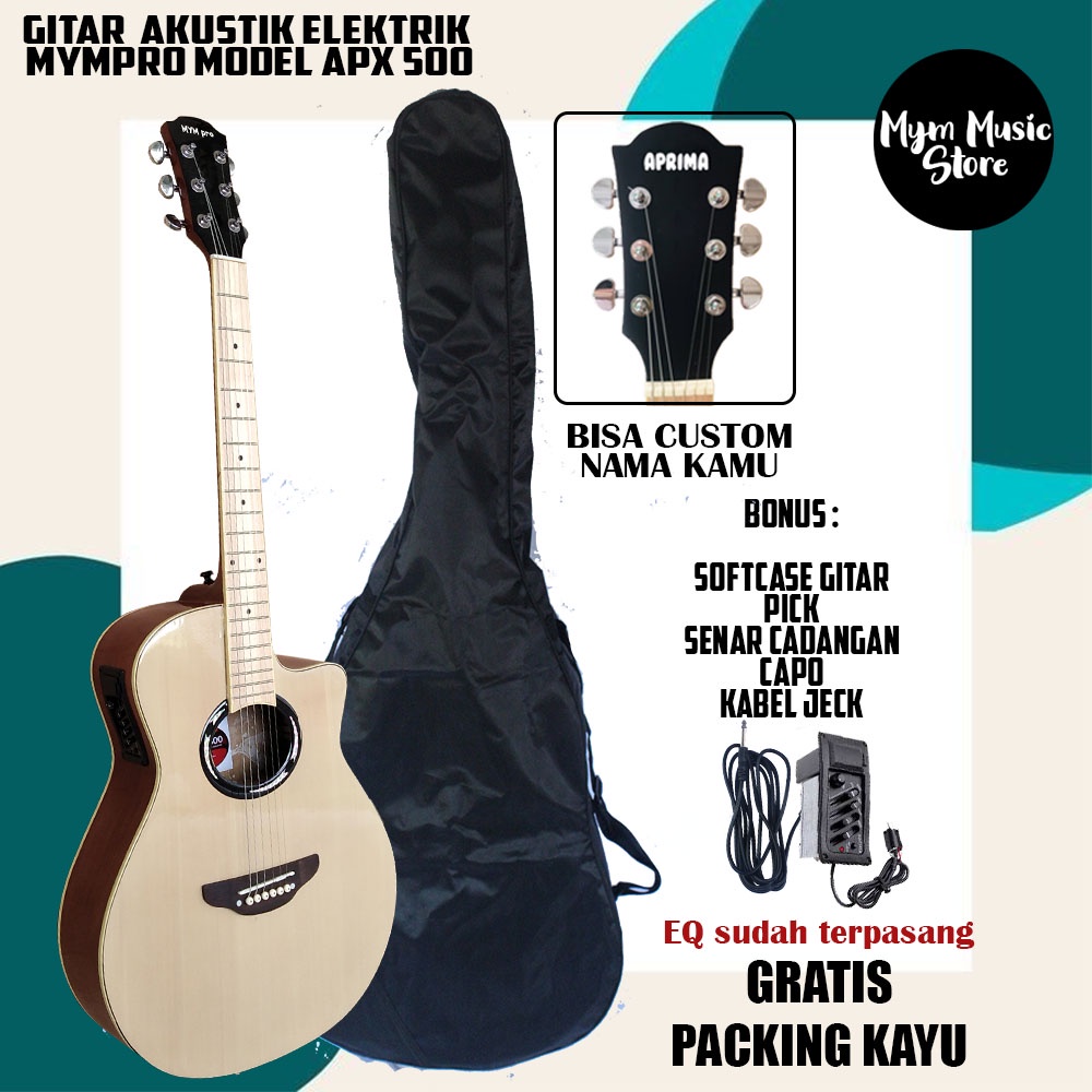 Gitar akustik elektrik apx custom + MINI AMPLI full bonus dan PACKING KAYU