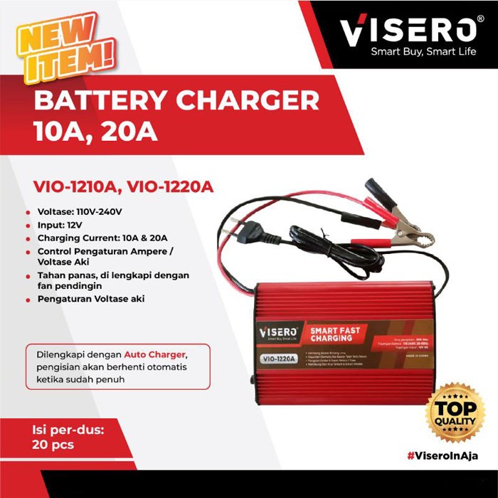 Visero VIO-1210A Battery Charger 10A 12V 10 Ampere 12 Volt Accu Aki Baterai