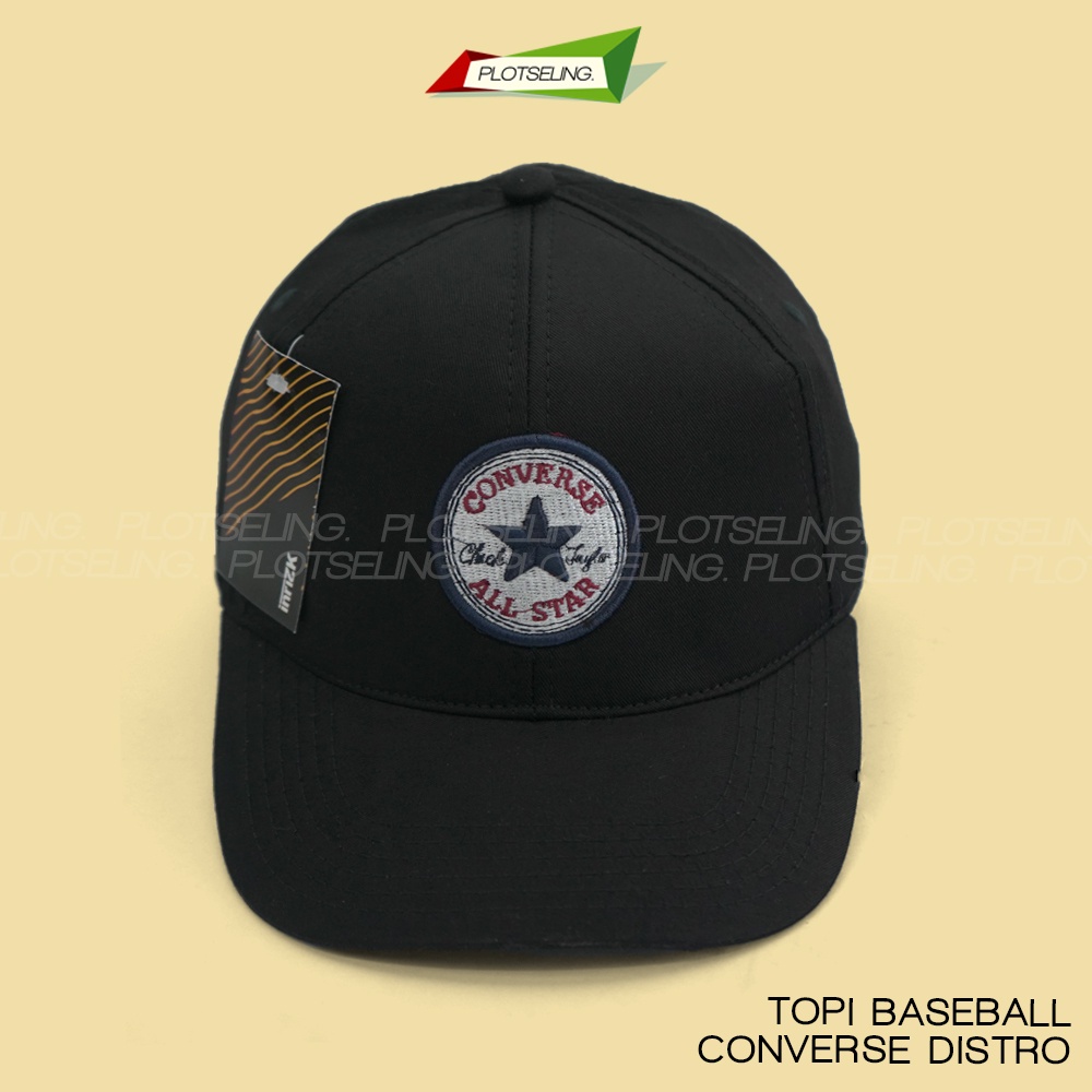 Topi Baseball Kasual CONVERSE Distro Pria Wanita Vintage Tebal Warna Abu Hitam Merah Clip Besi Bahan Katun Tebal Ukuran All Size