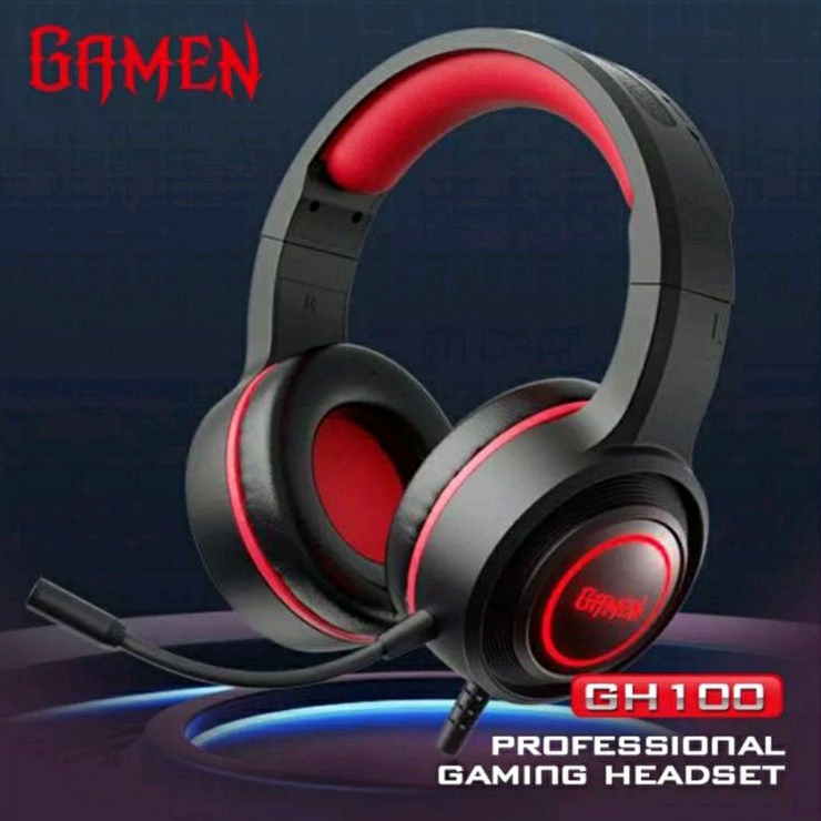 GAMEN Gaming Professional Headset/ Earphone / Headphone Gaming GH -100 Black 3D Soubd With Mic For PC lHeadphpone / Laptop